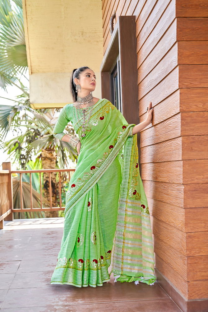 Rajyog Andaz  Latest Fancy Festive Wear Designer Rich Look Exclusive Linen Silk Saree Collection